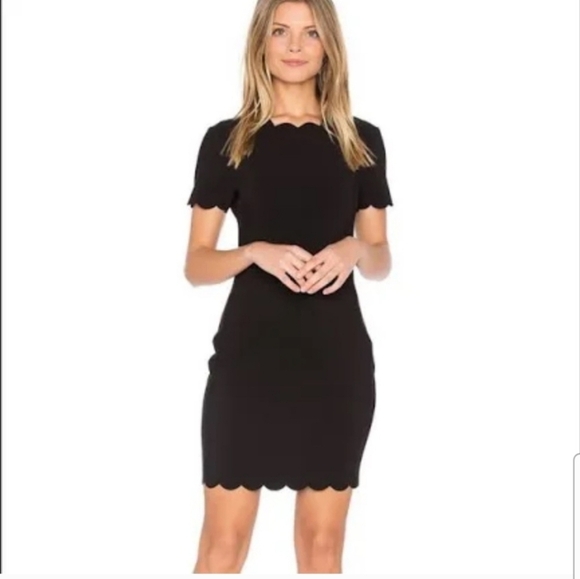 Likely Scalloped Edge Bodycon Little Black Dress Size 12 - Picture 1 of 7